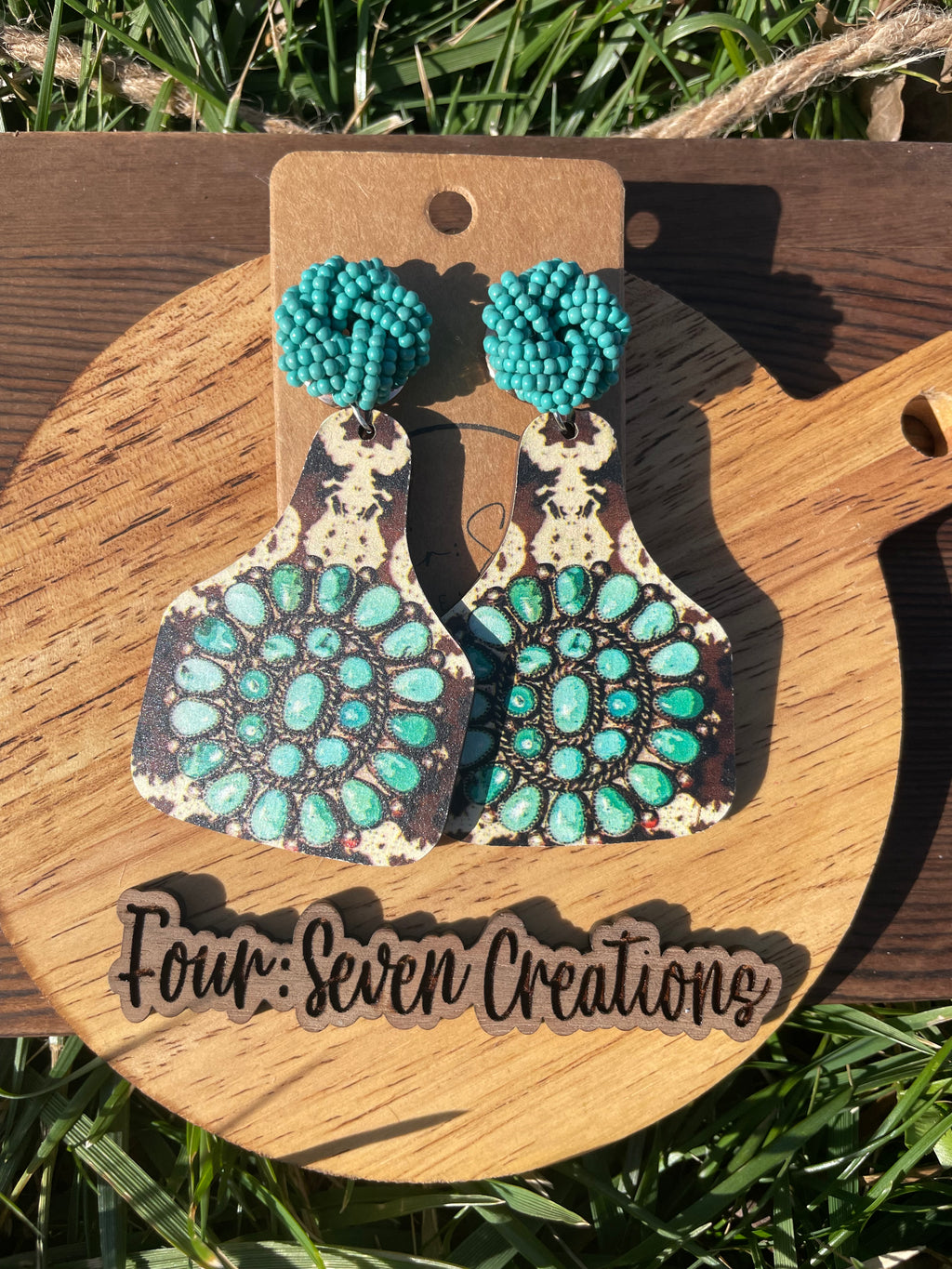 Cow Tag & Turquoise