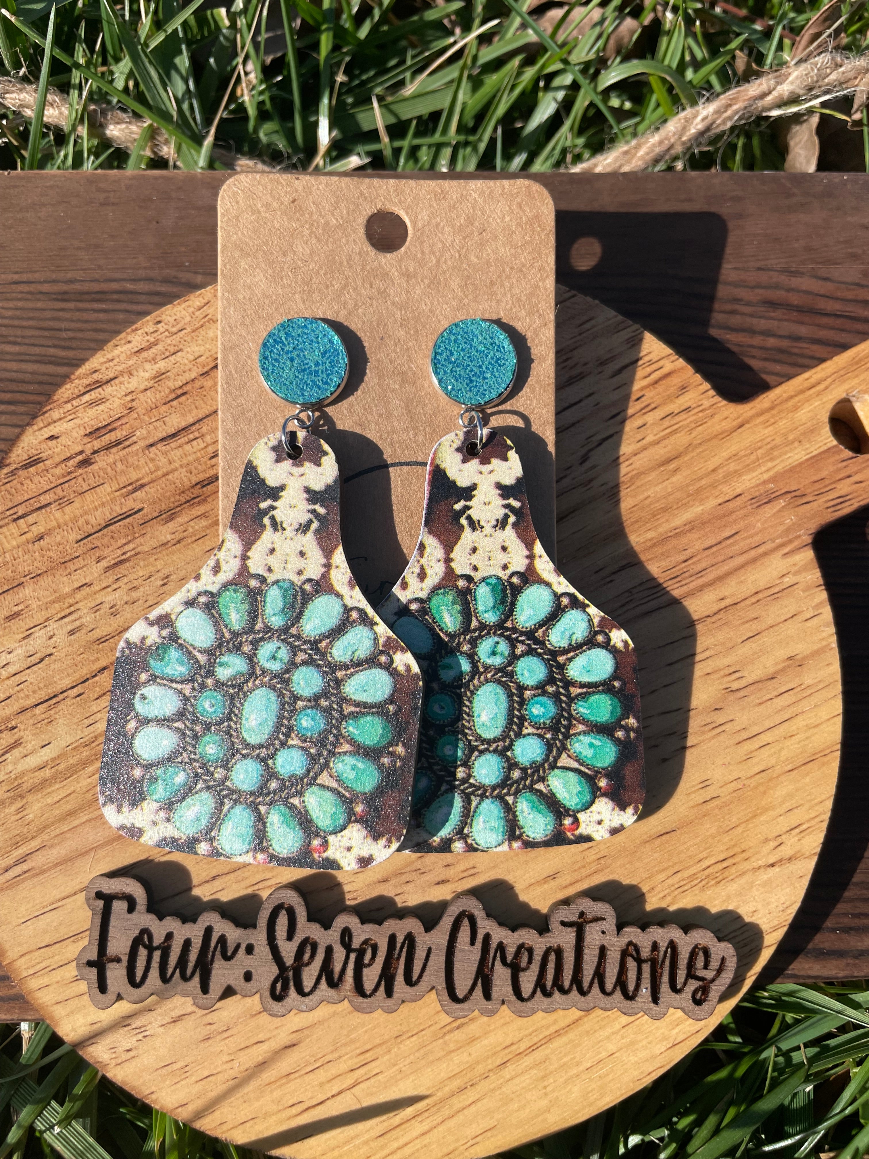 Cow Tag & Turquoise