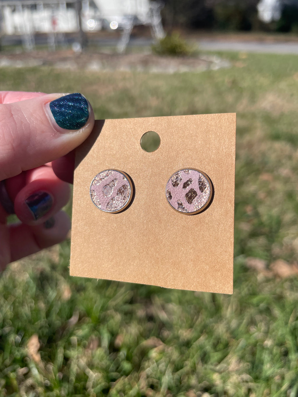 Rose Gold Cheetah Studs