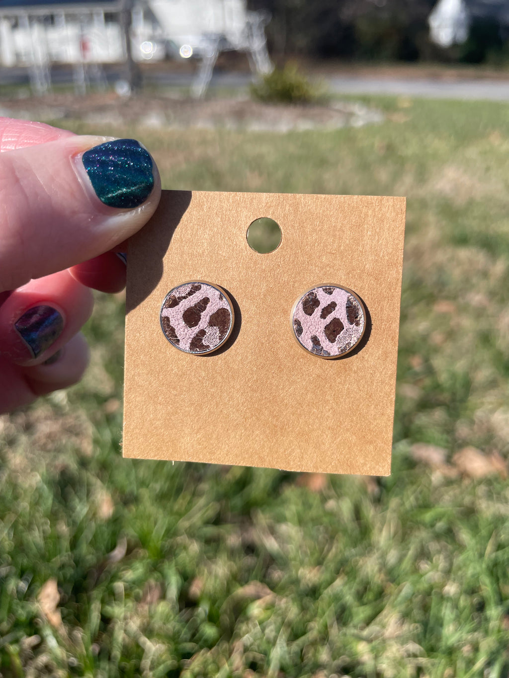 Rose Gold Cheetah Studs