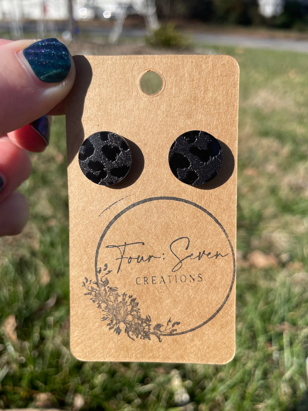 Black Cheetah Studs