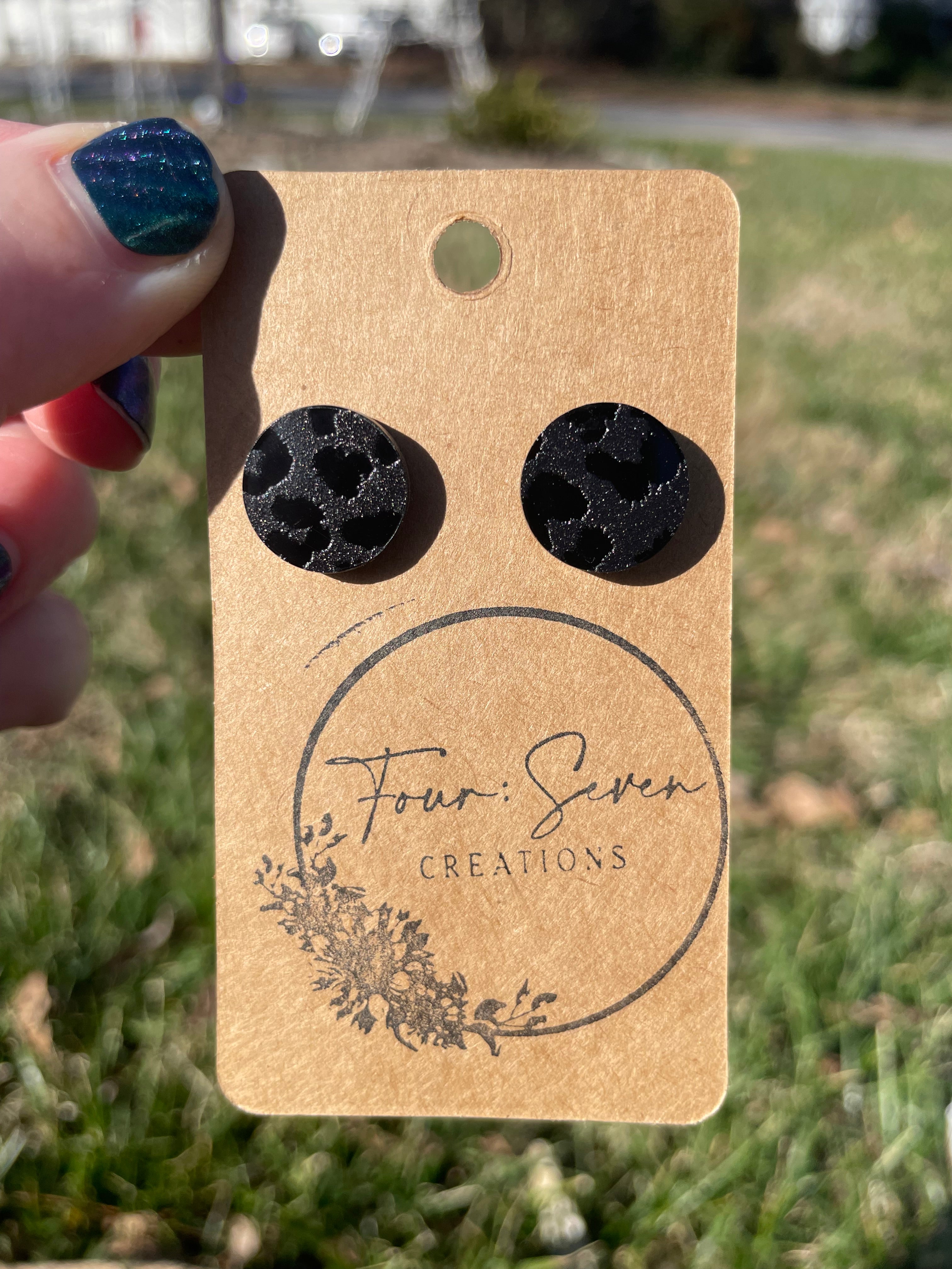 Black Cheetah Studs